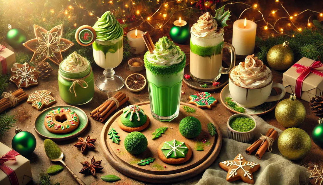 Festlich gedeckter Weihnachtstisch mit fünf kreativen Matcha-Rezepten