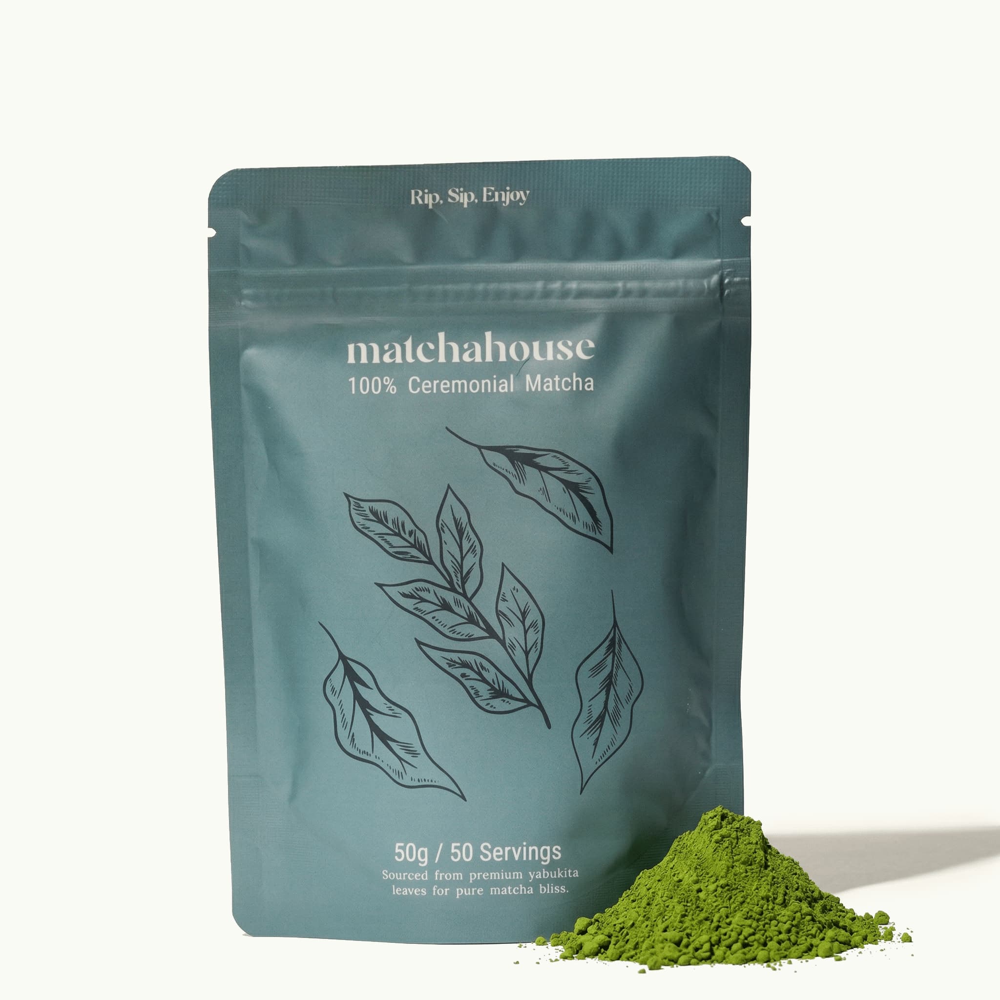 Matchahouse Ceremonial Matcha Beutel mit Matcha Pulver